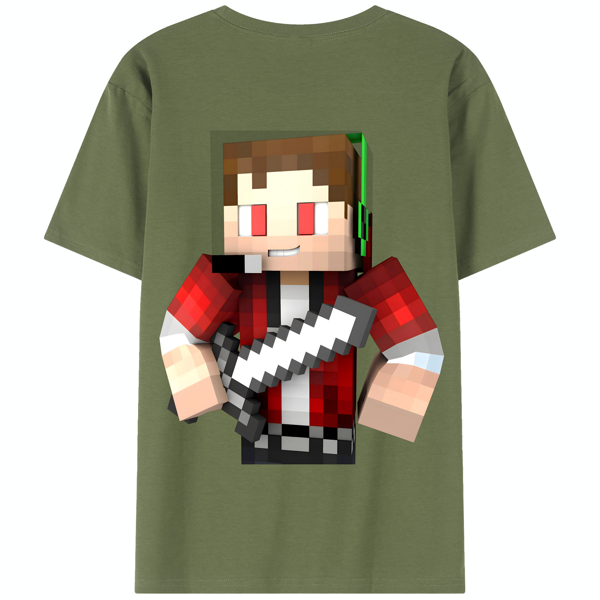 （画像用） マインクラフト ブロックの世界 Minecraft MC Block world 綿100％半袖Tシャツ（背面プリント）